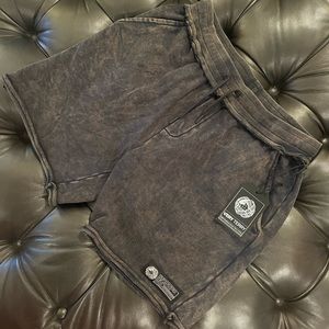 Large Alphalete very terry shorts black acid wash